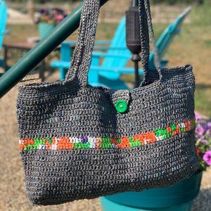 Crochet Beach or tote shoulder bag.  Handmade from recycled retail plastic bags.